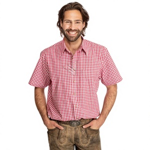 Chemises de fête Oktoberfest pour hommes à manches courtes, blanches et rouges, style bavarois, prix raisonnable, service OEM - Product Image 1