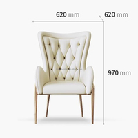 Chaise de salle à manger moderne de luxe en cuir PU de style nordique, dossier en métal, pieds en métal, structure en bois, meubles pour la maison, bureau, hôtel, appartement