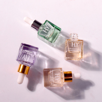 15 ml Farbige leere quadratische ätherische Öl flasche gefrostete kosmetische Glas Haaröl Tropf flasche