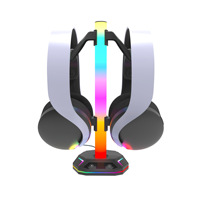 Support de rangement multifonctionnel avec lumière RGB pour casques et manettes