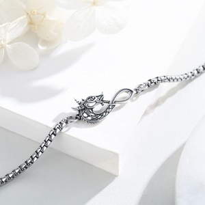 Gioielli donna all'ingrosso scatola regolabile catena 925 in argento <span class=keywords><strong>Sterling</strong></span> drago simbolo infinito braccialetto