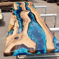 Table de restaurant en résine époxy pour la cuisine, café et cuisine en bois de noyer massif, couleur mate, directement de l'usine, plus design