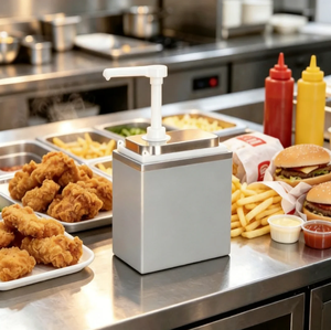 Dispensador de condimentos comercial de 1 litro, unidad individual, de acero inoxidable, con bomba de presión manual para salsas, para buffet, comida rápida, cafetería y cocina. - Product Image 3
