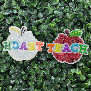 Patch brodé arc-en-ciel de 3 pouces avec sequins motif <span class=keywords><strong>pomme</strong></span>, à repasser, pour la rentrée scolaire et la reconnaissance des enseignants, pour casquettes de camionneur - Product Image 4