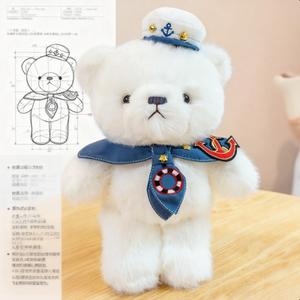 Simpatico Orsacchiotto di Peluche Stile <span class=keywords><strong>Marinaio</strong></span>, Giocattolo Kawaii con Cappello a Forma di Ancora, Regalo di Compleanno per Bambini - Product Image 1