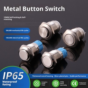 12/16/19/22mm với ánh sáng, không có ánh sáng, tự khóa, tự đặt lại nút kim loại - Product Image 3