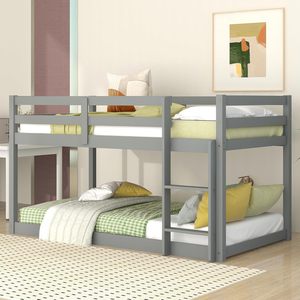 <span class=keywords><strong>Lit</strong></span> superposé moderne en pin massif à <span class=keywords><strong>hauteur</strong></span> réglable pour enfants, adolescents, garçons et filles, gris - Product Image 2