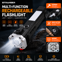 Lampe torche LED COB rechargeable par USB 3W, magnétique puissante, avec marteau de sécurité et coupe-câble pour voiture, camping et extérieur