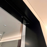 Porte coulissante à double rail robuste avec cadre en aluminium renforcé, double vitrage en verre trempé insonorisé pour cave à vin et salon