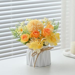 Plantas Artificiales en Maceta con Flores Realistas de Seda, Rosas, Peonías y Margaritas, Plantas Artificiales en Macetas para Decoración de Hogar, Oficina, Mesa y Escritorio - Product Image 5