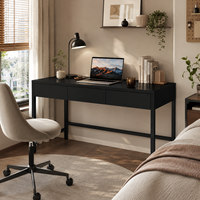 Bureau de travail moderne en métal avec tiroirs, table d'écriture entièrement en acier pour ordinateur portable, poste de travail et salle d'étude