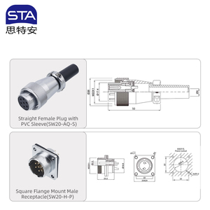 WS20 항공 플러그 남성 여성 PVC 슬리브 산업용 IP68 방수 전기 소켓 전기 커넥터 - Product Image 6