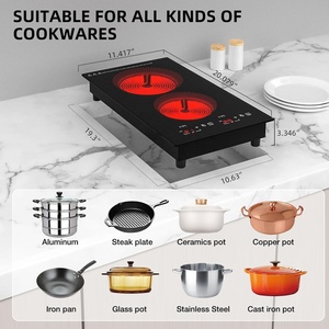 Table de cuisson électrique GTKZW à <span class=keywords><strong>2</strong></span> brûleurs, 12 pouces, à poser/encastrer, commande tactile, verrouillage enfant, minuterie, protection contre la surchauffe, 2100W, 120V - Product Image 3