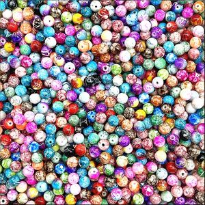 Perles de verre rondes colorées à trou traversant en vrac pour la fabrication de bijoux et d'objets artisanaux DIY, style lampwork en cristal - Product Image 3