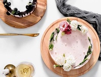 Plateau à gâteau rond en bois jetable de style japonais HONGSEN, plateau créatif pour le thé de l'après-midi, plateau à dessert, modèle HS-181