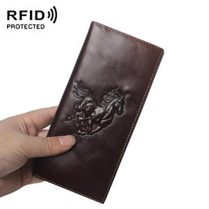 Andong Genuine Cow Leather Long <b>Wallets</b> for <b>Men</b> Boys <b>Wallet</b> Vintage Embossed Horse Grain Purse Pocket Purses <b>Card</b> Holder Bag - Product Image 1