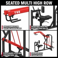 Machine à rames multi-positions assise à charge libre en acier pour salle de sport commerciale, pour l'entraînement de la force du dos