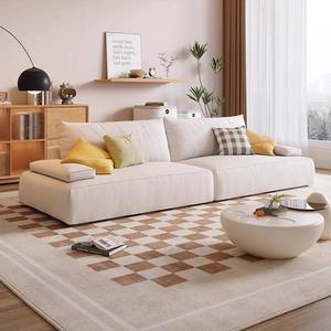 Canapé de style français rétro en tissu/cuir crème, canapé de salon, <span class=keywords><strong>causeuse</strong></span> pour petit espace, appartement, hall d'hôtel - Product Image 2