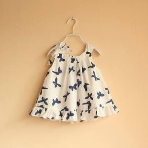 Vente en gros en ligne de vêtements pour enfants, robe courte sans manches vintage avec imprimé papillon pour filles, en provenance de Chine - Product Image 4