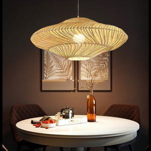 Lámpara de Techo de Ratán Hecha a Mano, Estilo Antiguo, 15w, para Dormitorio, Sala de Estar, Comedor, Bar - Product Image 2