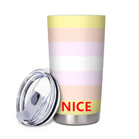 Gobelet isotherme personnalisé en acier inoxydable 20 oz, thème arc-en-ciel gay Pangender, pour les longues journées de voyage urbain et les activités en bord de rivière et au parc