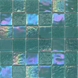 Non Slip 3D Concave Convex Special Design Iridescent Glass Blue Tile Mosaic Swimming Pool Modern Mosaic Suppliers