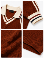 Maßgeschneidertes Streetwear-Kragen-Shirt Einfarbiges Gestricktes Langarm Vintage Retro Top Pullover Fußball-Trikot T-Shirt Herren Poloshirt