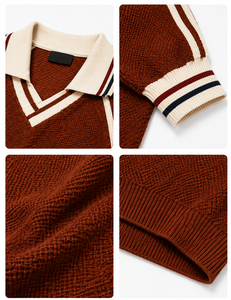 Polo Homme Vintage Rétro à <span class=keywords><strong>Col</strong></span> Personnalisé, Manches Longues, Tricoté, Uni, Style Streetwear, Maillot de Football, T-shirt - Product Image 3