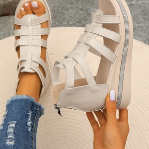 <span class=keywords><strong>Sandalias</strong></span> de Plataforma Estilo Romano 2026 para <span class=keywords><strong>Mujer</strong></span>, Verano, Diseño Calado, Cuero PU, Tiras Cruzadas, Punta Abierta, Cierre de Cremallera, Tira Trasera - Product Image 3