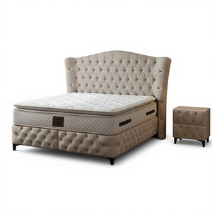 Mabelia <b>Queen</b> Size Tufted <b>Bed</b> Set <b>With</b> <b>Storage</b> Base And Matching Nightstand Traditional Modern Bedroom Furniture - Product Image 1