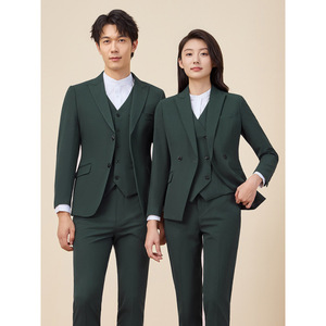 Dark Green Suit Set Unisex Formal Business Attire For Daily Workwear - Product Image 1