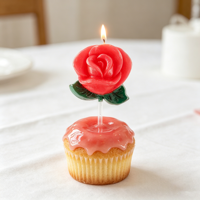Bougies d'anniversaire de luxe sans fumée en forme de rose, en vrac, non parfumées, écologiques, non toxiques pour anniversaires, Saint-Valentin, Pâques, Nouvel An, mariages