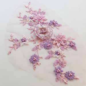 Nhà Máy Trực Tiếp Đầy Màu Sắc 3D Thêu Ren Đính Với Sequin Rhinestone Hoa Lưới Vá Evening Gown Wedding Dress Quần Áo - Product Image 3