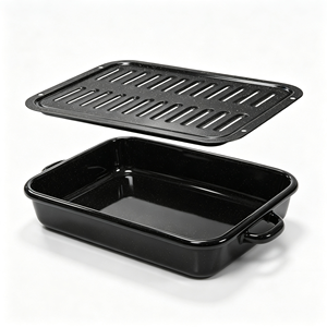 Logo personalizzato all'ingrosso rettangolo 40*28.5*4.5cm 15 pollici in ghisa metallo BBQ Non-stick vassoio smalto <span class=keywords><strong>teglia</strong></span> <span class=keywords><strong>teglia</strong></span> di tacchino - Product Image 5