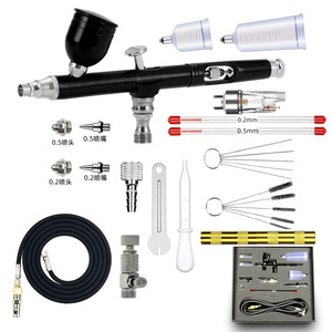 Kit aérographe double action à alimentation par gravité, buses 0,2 mm et 0,5 mm, pour peinture artistique, artisanat du cuir, réparation, portable, vitesse réglable - Product Image 3
