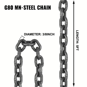 G80 Élingue de chaîne <span class=keywords><strong>double</strong></span> 5 tonnes 10mm avec maillon principal, crochets à chape 3T et maillons d'accouplement 3T - Product Image 3