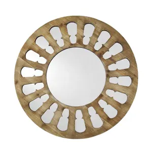 2024 Anthropologie Cut fleur extérieure Miroir décoratif en bois Miroir mural décoratif en bois classique