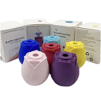 Vibrateur Rose à Succion en Gros pour Femme, Jouet Sexuel 100% Étanche en Silicone Rechargeable, Vibrateur Clitoridien en Forme de Rose