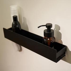 Self-Draining Modern Aluminum Alloy <strong>Shower</strong> <strong>Caddy</strong> White <strong>Suction</strong> Push No Drilling Wall-Mounted Waterproof Bathroom Storage Rack - Product Image 3