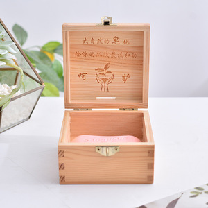 Caja de Almacenamiento de Madera Maciza con Tapa Abatible, Cuadrada, 12 cm, Caja para Joyería, Embalaje General - Product Image 2