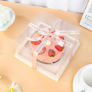 Chất lượng cao tùy chỉnh vuông 6 8 inch Pet rõ ràng hộp nhựa đám cưới sinh nhật trong suốt rõ ràng Baking bánh tráng miệng hộp - Product Image 2