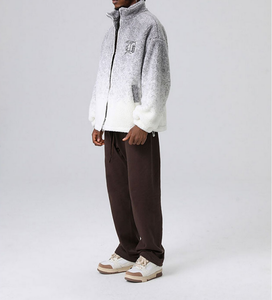 Vêtements d'hiver chauds veste polaire pour hommes mode <span class=keywords><strong>Ombre</strong></span> broderie Logo doublé vêtements pour hommes veste Stand décontracté personnalisé tissé - Product Image 3