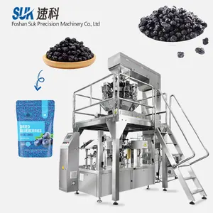 Machine d'emballage multifonctionnelle entièrement automatique de pesée de fruits secs de myrtille de sac préfabriqué de SUK