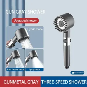 High Pressurized Filter Shower Head 3-mode Adjustable <b>Spray</b> With Massage Brush Rain Faucet Bathroom Accessories - Product Image 2