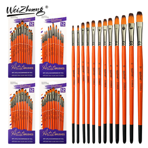 Set di pennelli per artisti di capelli in Nylon con pennelli per acquerello rotondo e piatto con manico in legno per dipinti d'arte - Product Image 6