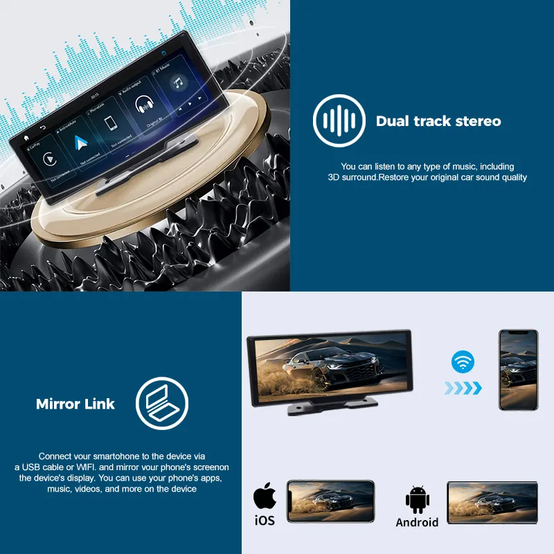 Maustror, novedad, reproductor de DVD para coche Android Auto Carplay de 10,26 pulgadas con pantalla IPS, compatible con tarjeta WiFi/BT/TF, Radio para coche