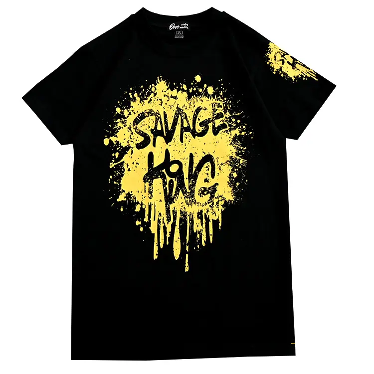 Customized Private Label And Design Rubber Print Cotton Black Hip Hop T-shirt