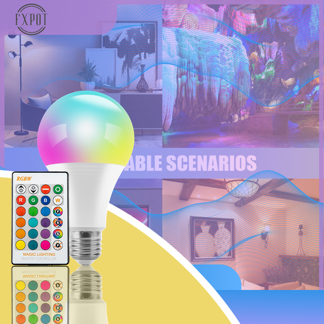 FXPOT Smart Led Light Cheap New Arrival IR Remote Smart Control Dimmable Lighting E26 E27 3w Led Light RGB Bulb