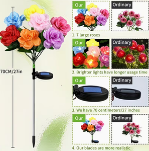 Lampes solaires à piquet en forme <span class=keywords><strong>de</strong></span> rose, étanches, LED, décoratives pour l'aménagement paysager, les allées, le jardin, <span class=keywords><strong>la</strong></span> cour, <span class=keywords><strong>la</strong></span> pelouse, les décorations <span class=keywords><strong>de</strong></span> mariage - Product Image 5