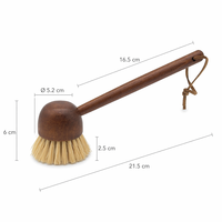 Brosse à vaisselle naturelle Tampico avec manche en bois, tête en fibres de dôme, pour nettoyer les casseroles, les poêles et l'évier